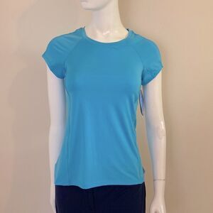 Lucky in Love Vaportex Cap Sleeve Tennis Shirt Aqua Size small 4-6
